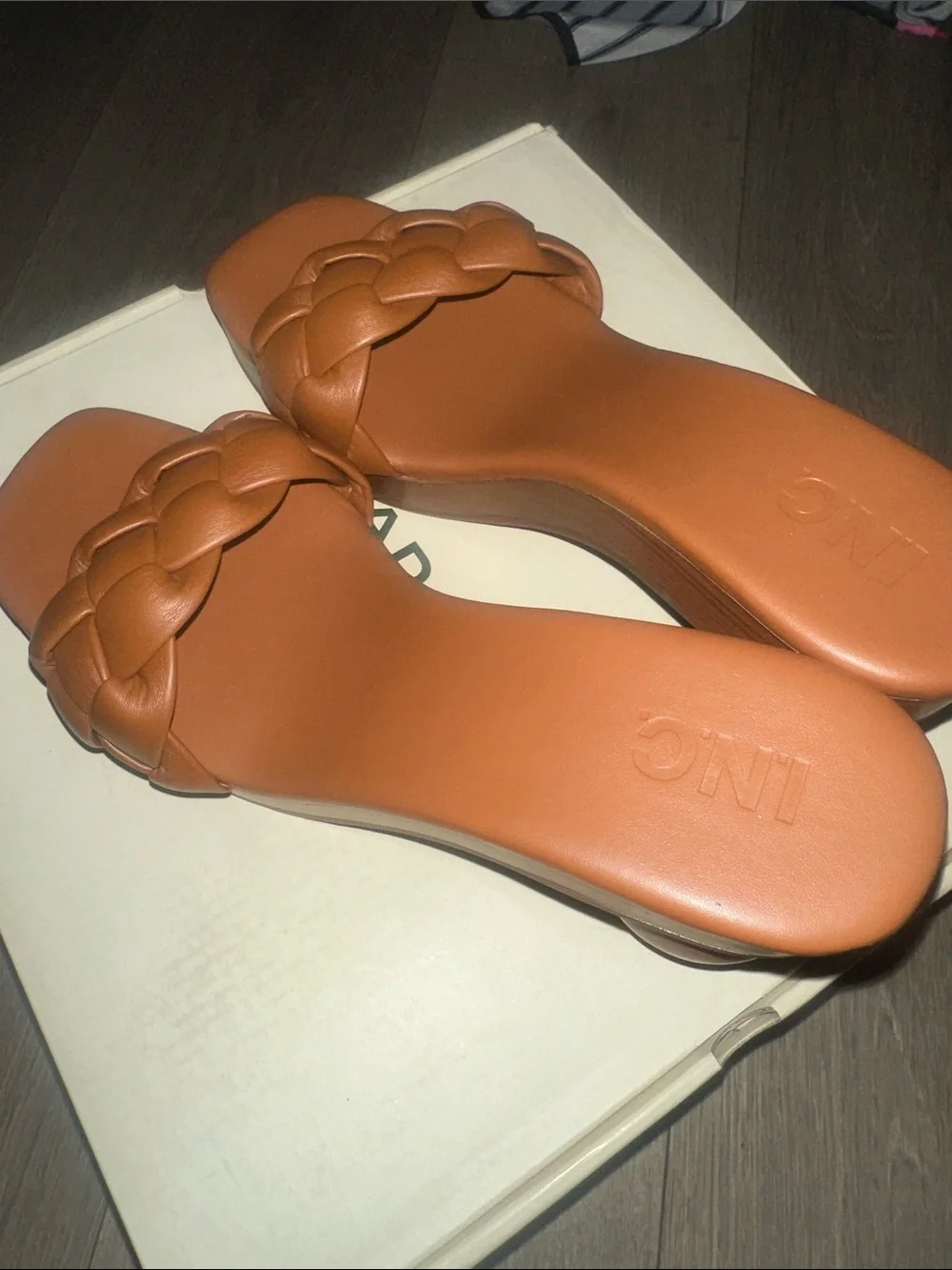 I.N.C Braided Slide Sandals in Cognac - Women